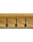 6" Black And Brown Metal And Solid Wood Five Hook Wall Mount Coat Rack