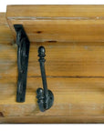 6" Black And Brown Metal And Solid Wood Five Hook Wall Mount Coat Rack