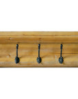 6" Black And Brown Metal And Solid Wood Five Hook Wall Mount Coat Rack