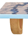 36" Blue And Natural Wood Agate Pattern Wall Mount Accent Shelf