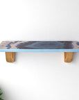 24" Blue And Natural Wood Agate Pattern Wall Mount Accent Shelf