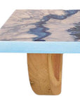 24" Blue And Natural Wood Agate Pattern Wall Mount Accent Shelf