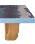 24" Blue And Natural Wood Agate Pattern Wall Mount Accent Shelf