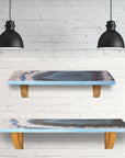 24" Blue And Natural Wood Agate Pattern Wall Mount Accent Shelf