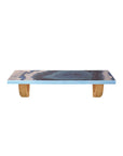 24" Blue And Natural Wood Agate Pattern Wall Mount Accent Shelf