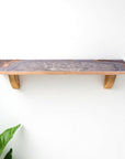 24" Gray And Natural Wood Wall Mounted Accent Shelf