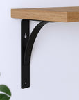 8" Set Of Two Black Curved Metal Wall Mounted Shelf Brackets