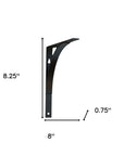 8" Set Of Two Black Curved Metal Wall Mounted Shelf Brackets
