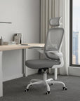 Gray And White Black And White Swivel Rolling Office Chair