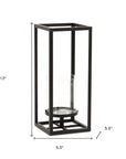 13" Black And Clear Metal And Glass Tabletop Candle Holder