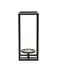 13" Black And Clear Metal And Glass Tabletop Candle Holder
