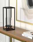 13" Black And Clear Metal And Glass Tabletop Candle Holder