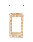 13" Natural Distressed Geometric Solid Wood Tabletop Lantern Candle Holder