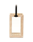 13" Natural Distressed Geometric Solid Wood Tabletop Lantern Candle Holder