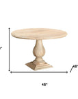 Five Piece Beige Round Solid Wood Dining Set with Four Chairs