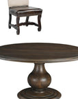 Five Piece Brown Round Solid Wood Dining Set with Four Chairs