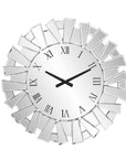 27" Silver Mirrored Glass Silent Analog Sunburst Wall Clock