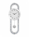 15" Silver Faux Crystal And Mirrored Glass Silent Analog Oval Wall Clock