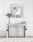 27" Silver Mirrored Glass Silent Analog Square Wall Clock