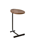 Set of Two Brown and Black Wood and Metal Oval End Tables