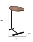 Set of Two Brown and Black Wood and Metal Oval End Tables