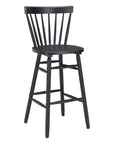 Set of Two 30" Black Solid Wood Bar Height Bar Chairs