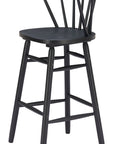 Set of Two 30" Black Solid Wood Bar Height Bar Chairs
