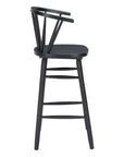 Set of Two 30" Black Solid Wood Bar Height Bar Chairs
