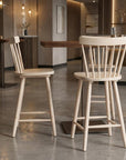 Set of Two 30" Natural Solid Wood Bar Height Bar Chairs