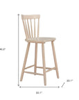 Set of Two 30" Natural Solid Wood Bar Height Bar Chairs