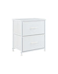 Set of Two 20" White Iron and Wood Two Drawer Nightstand