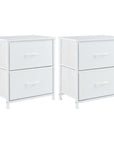 Set of Two 20" White Iron and Wood Two Drawer Nightstand