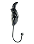 Set of Six Black Steel Feather Wall Hooks