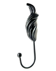 Set of Six Black Steel Feather Wall Hooks