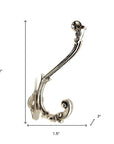Set of Six Silver Cast Iron Baroque Scroll Wall Hooks