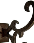 Set of Six Antiqued Bronze Cast Iron Scroll Wall Hooks