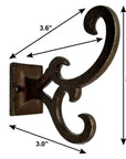 Set of Six Antiqued Bronze Cast Iron Scroll Wall Hooks