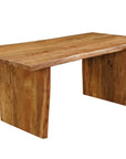 Seven Piece Brown Solid Wood Dining Set with Six Chairs