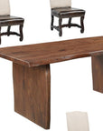 Seven Piece Brown Solid Wood Dining Set with Six Chairs