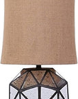 40" Silver Geometric Table Lamp With Cylinder Shade