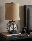 40" Silver Geometric Table Lamp With Cylinder Shade
