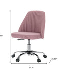 Pink and Silver Adjustable Height Swivel Rolling Office Chair