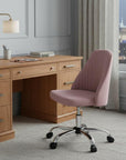 Pink and Silver Adjustable Height Swivel Rolling Office Chair