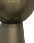 26" Textured Antiqued Gold Distressed Iron Round Pedestal End Table