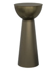 26" Textured Antiqued Gold Distressed Iron Round Pedestal End Table