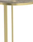Set of Two Glossy Gray Stone and Gold Marble and Iron Round Nested Tables