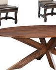 Seven Piece Brown Solid Wood Dining Set with Six Chairs