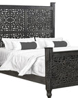 Three Piece Black Solid Wood Bedroom Set