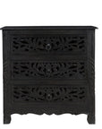 Three Piece Black Solid Wood Bedroom Set