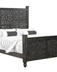 Three Piece Black Solid Wood Bedroom Set